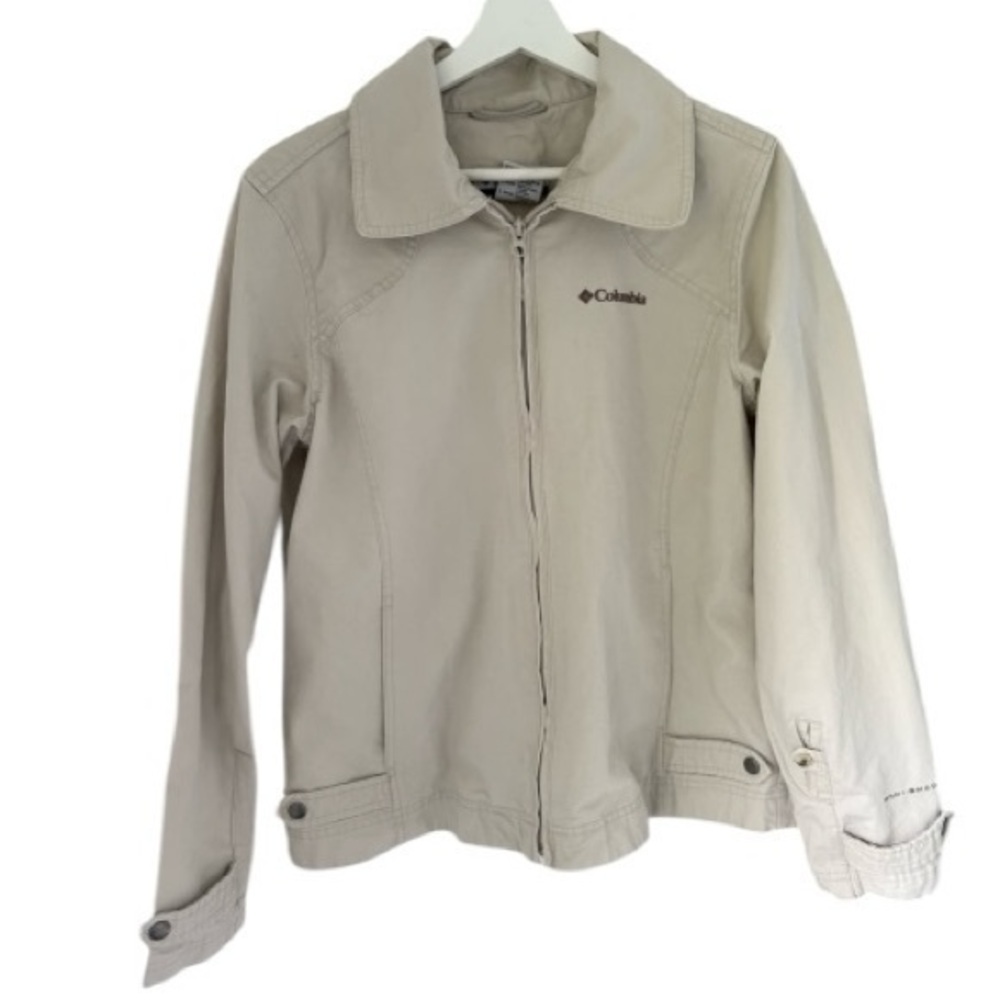 Columbia | vintage beige lightweight everyday cotton jacket zip up Large